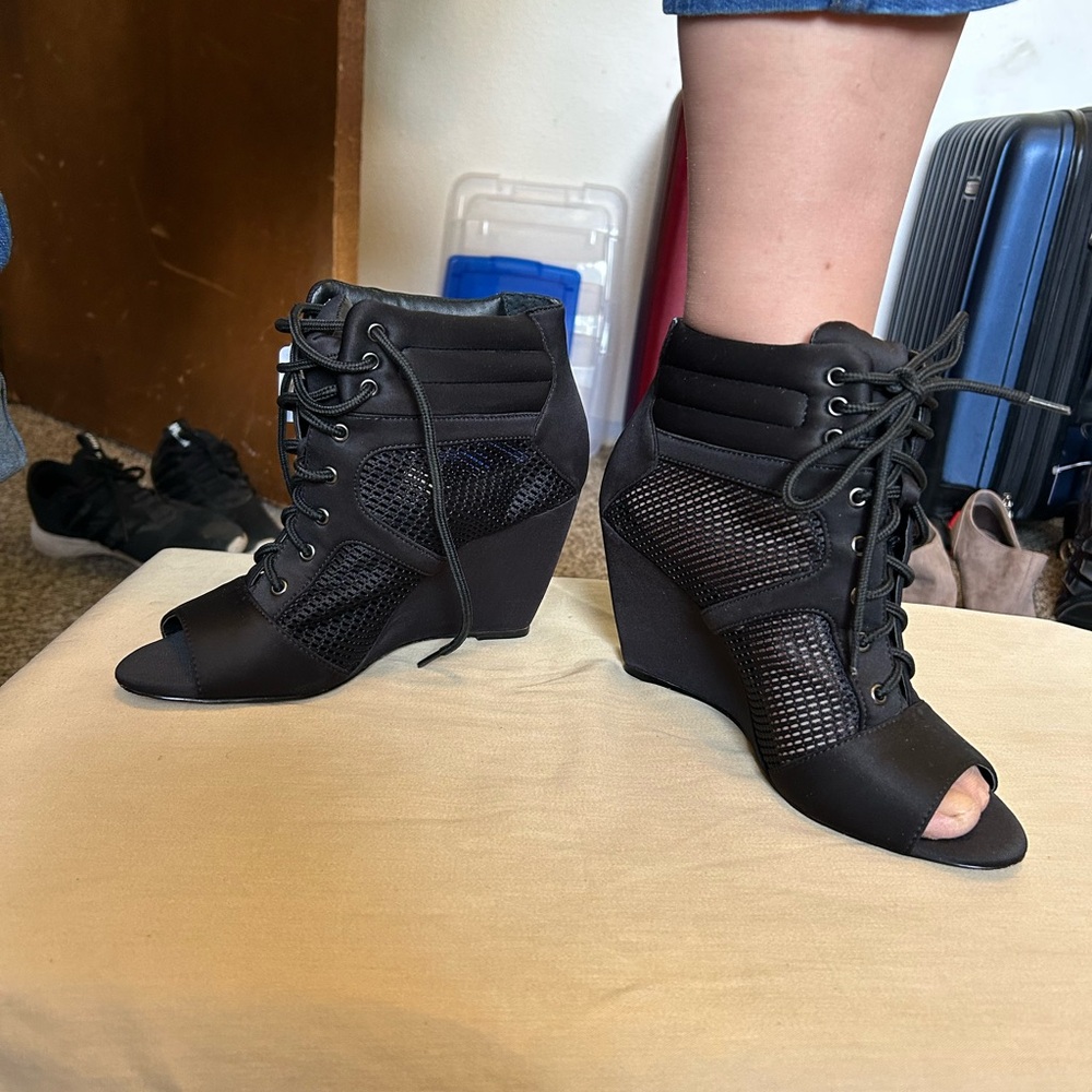 Stylish Black Wedge Ankle Boots